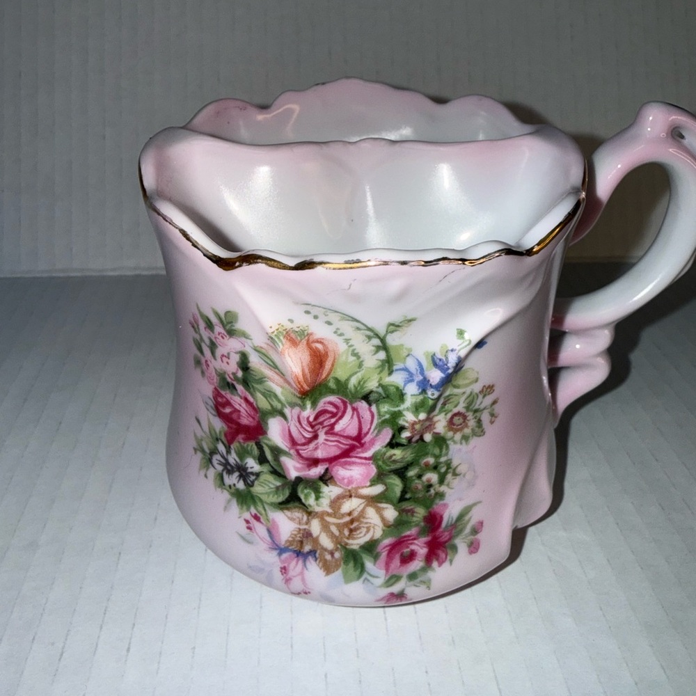 Brandenburg pink floral vintage mustache cup.